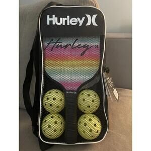 Hurley Pickleball Set 2 Paddles 4 Balls Carry Case Rainbow New w/ Tags